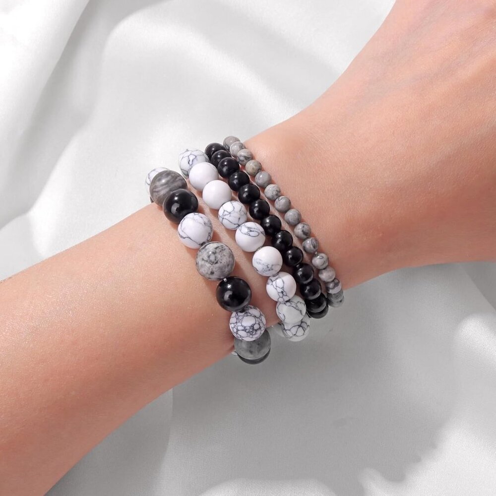 4pcs Beaded Bracelets for Women,Natural Healing Crystal Gemstones Bracelet,Anxie - Picture 5 of 7